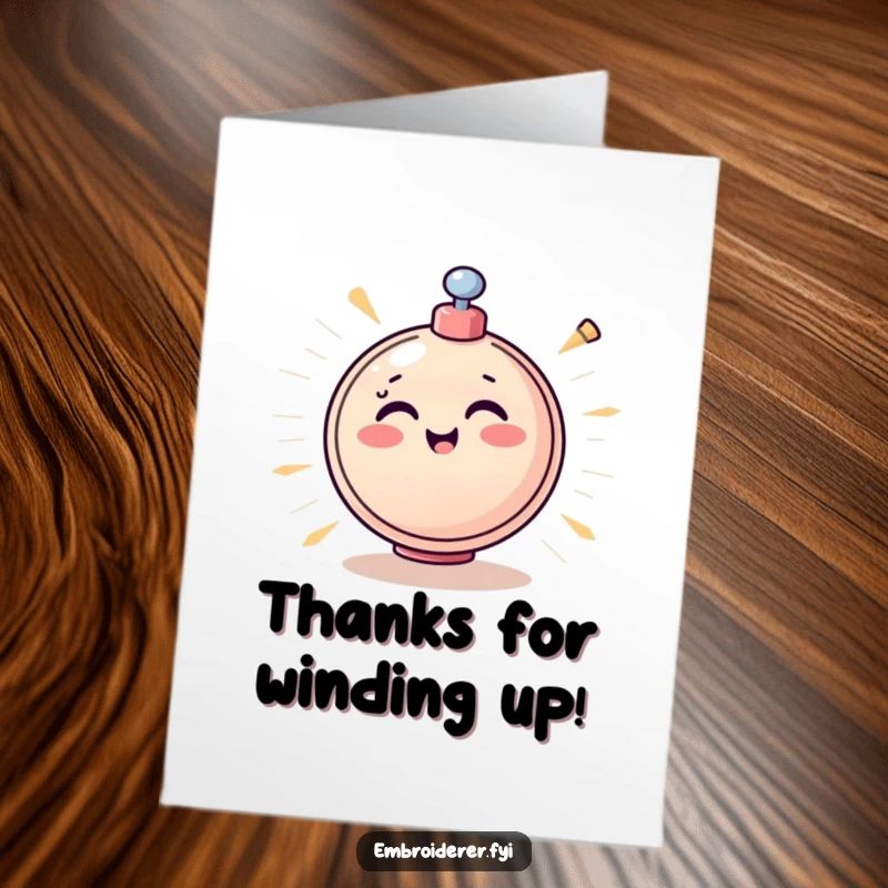 Funny Free Printable Thank You Card: A bobbin spinning rapidly with joy, expressing energetic gratitude.