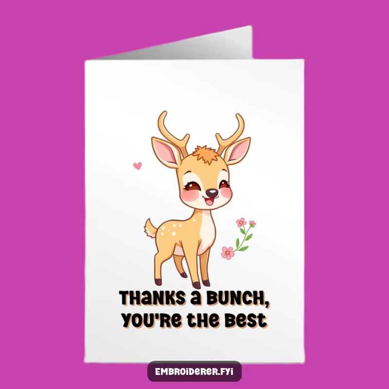 Free Printable Thank You Card: Deer Embroidery Appreciation - Funny Downloadable Gift!