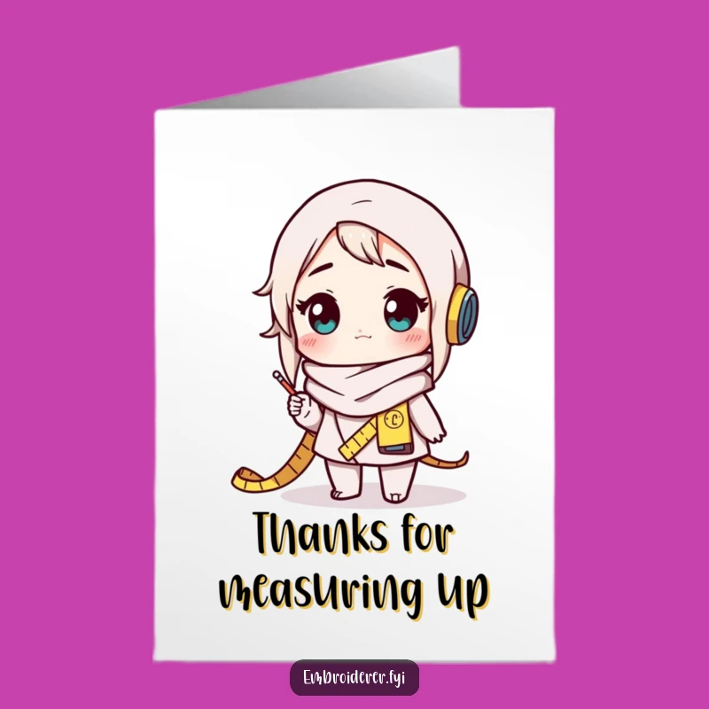 Free Printable Thank You Card: Amazed Character, Measuring Tape Scarf, DIY Downloadable Appreciation Gift