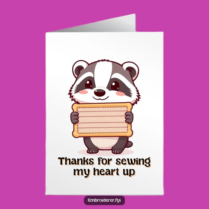 Free Printable Thank You Card: Badger & Stitches, Funny Downloadable Gift for Appreciation