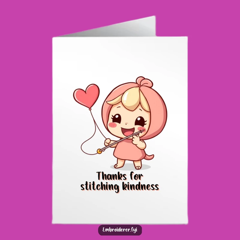 Free Printable Thank You Card: Stitching Heart Thanks - Downloadable Grateful Message