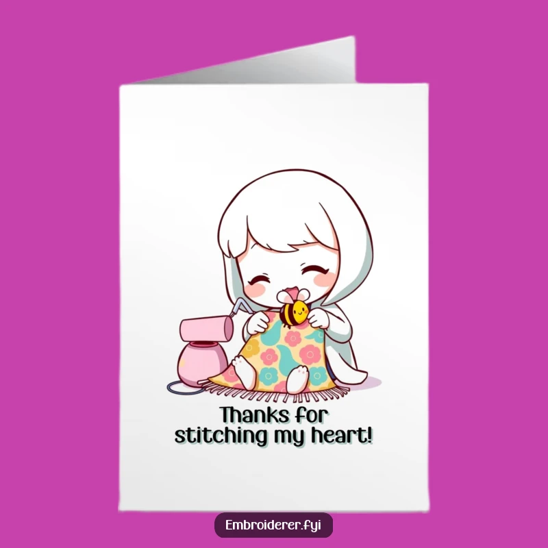 Free Printable Thank You Card: Sewing Bee Expressing Gratitude