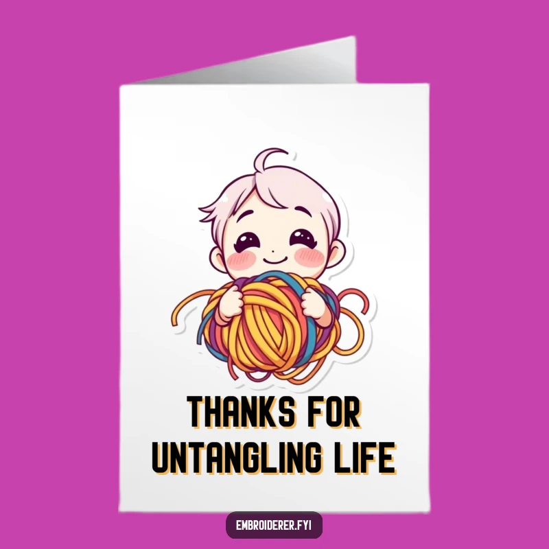 Free Printable Thank You Card: Yarn Lover's Grateful Tangle Downloadable Gift