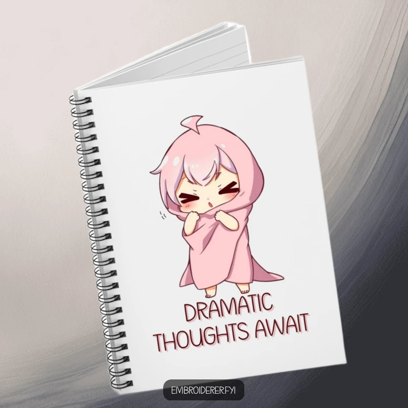 Funny notebook with a character draped in fabric, striking a silly, dramatic pose, ideal for journaling creative ideas with a humorous touch.