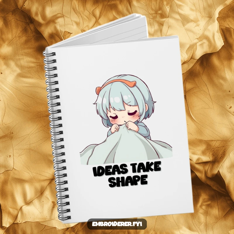 Funny Notebook: A character concentrating intently while their needle pierces fabric, ideal for sketching designs and project notes.