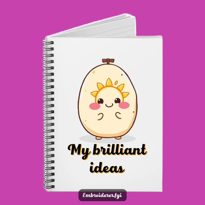 Funny Happy Potato Embroidery Notebook: Jot Down Ideas With Cheerful Sun Art