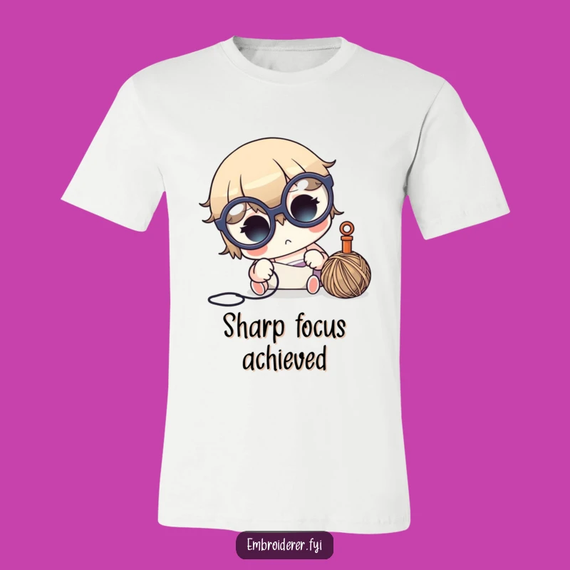 Funny Crafter T-Shirt - Focused Glasses Character, Ideal Sewing Gift