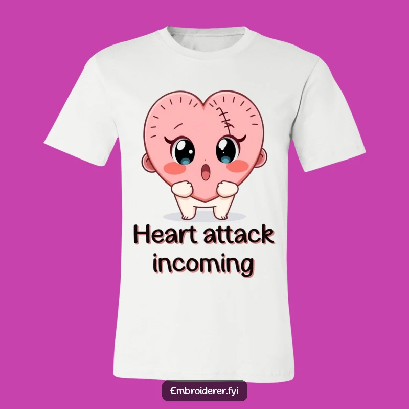 Funny Stitch Fail T-Shirt: Surprised Crafter Heart Tee