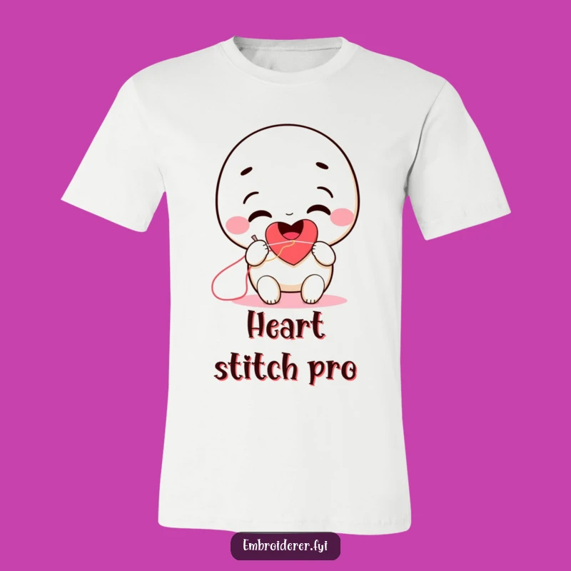 Funny Stitching Heart T-Shirt: Smiling Crafter Character Tee, Love Gift