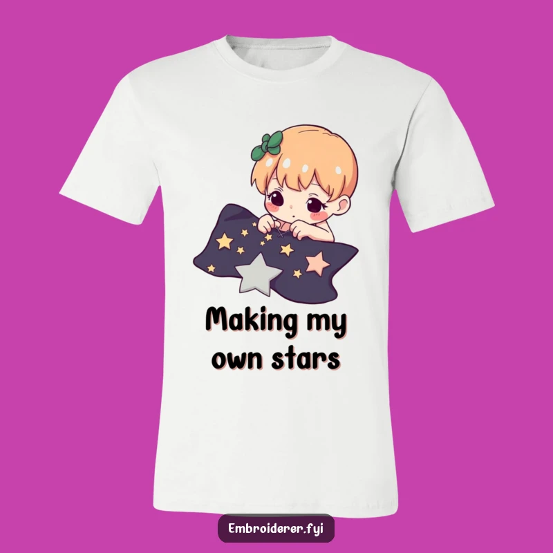 Funny Star Stitcher T-Shirt: Determined Creator's Cosmic Craft Tee
