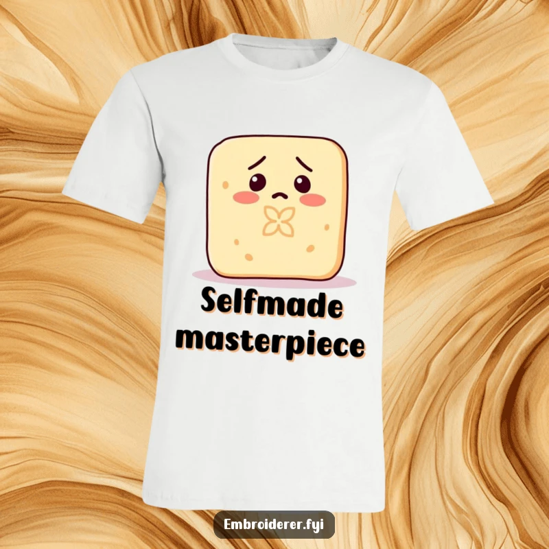 Funny t-shirt featuring a confused bar of soap hilariously carving a tiny design into itself by accident.