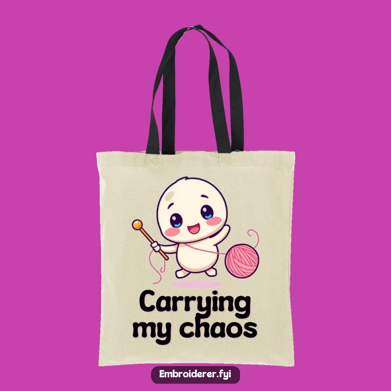 Funny Seamstress Tote Bag: Thread Chasing Carry-All, Crafting Gift
