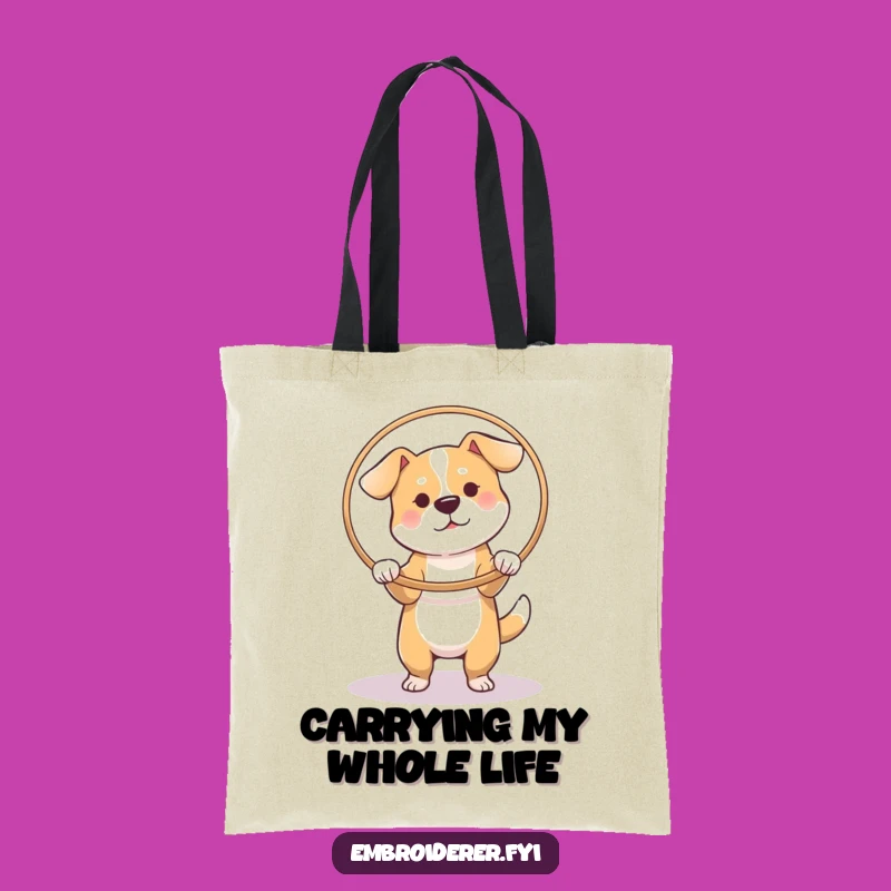 Funny Dog Hoop Tote Bag: Carry Your Projects with Focused Style