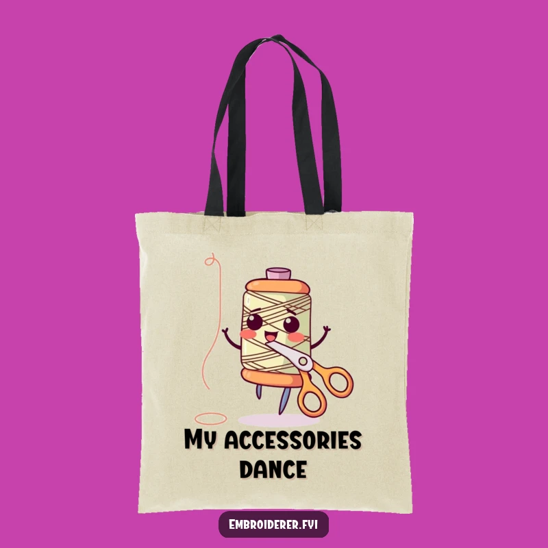 Funny Dancing Spool Tote Bag: Carry Your Supplies with Playful Style