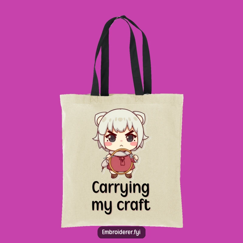 Funny Determined Stitcher Tote Bag: Carry Your Craft Supplies with Hilarious Style