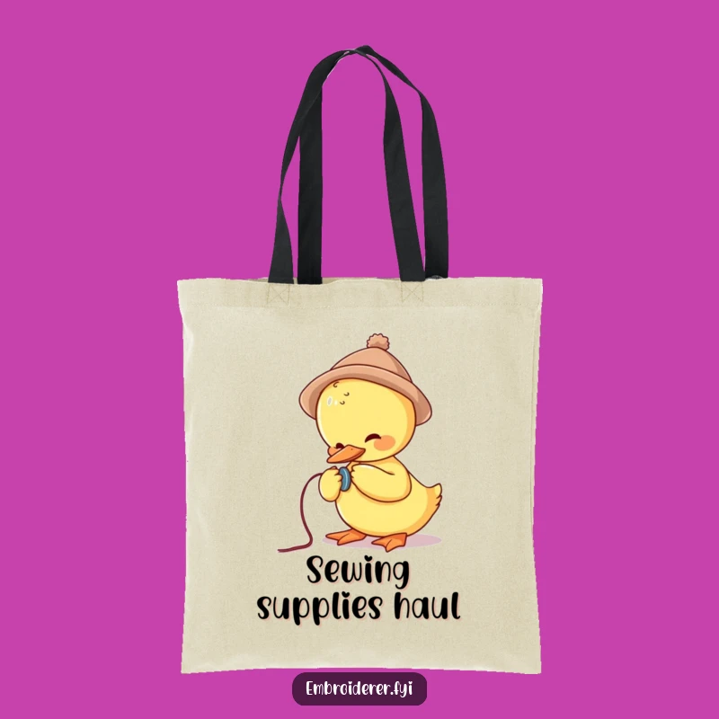 Funny Duck Sewing Button Tote Bag: Carry Your Projects With Hilarious Style