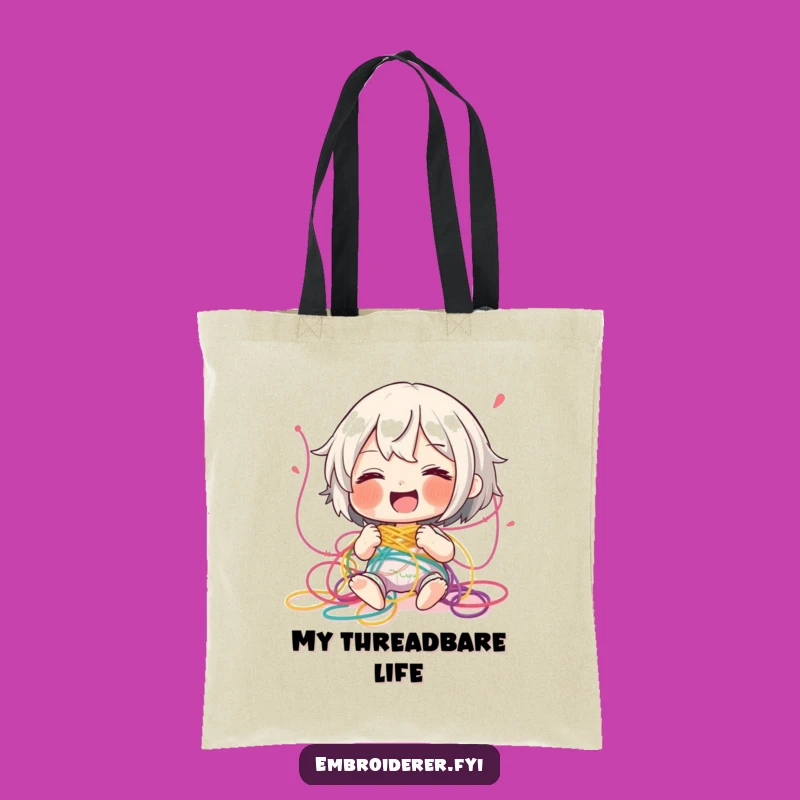 Funny Giggling Thread Tote Bag: Durable Tangled Crafter Bag, Hilarious Stitcher's Gift