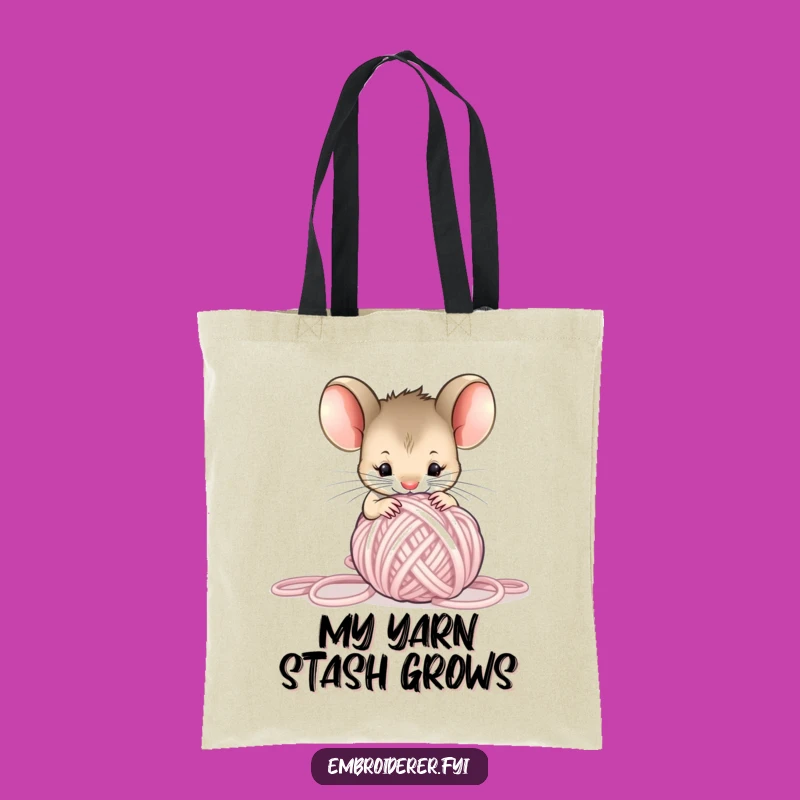 Funny Mouse Yarn Tote Bag: Carry Your Projects with Hilarious Charm