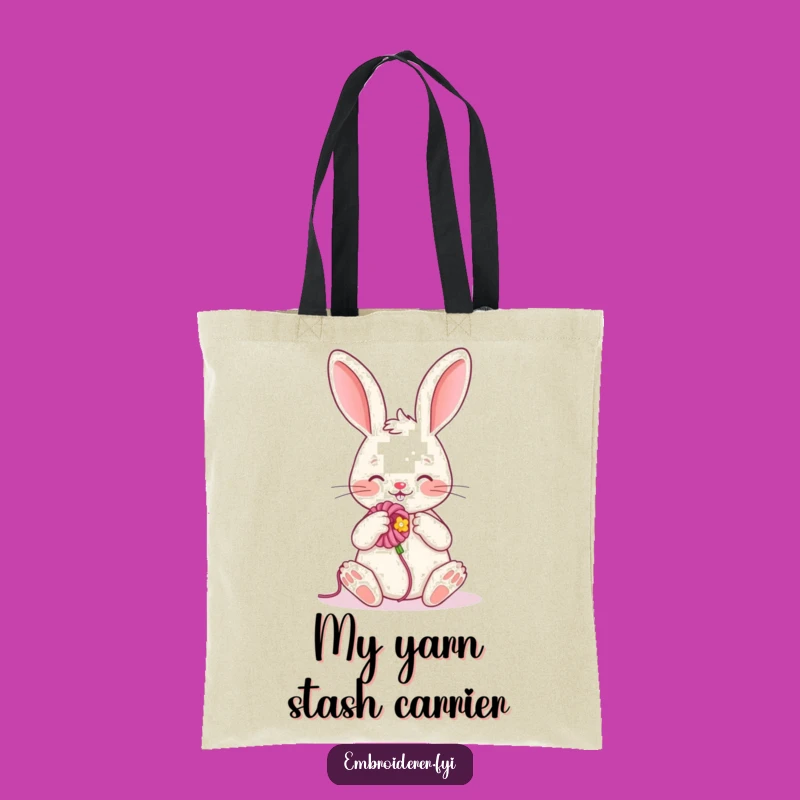 Funny Rabbit Embroidery Tote Bag: Carry Your Crafts with Cheer - Great Gift!