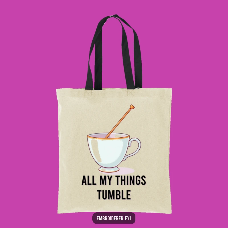 Funny Teacup Tote Bag: Carry Your Essentials with This Hilarious Balancing Act Design