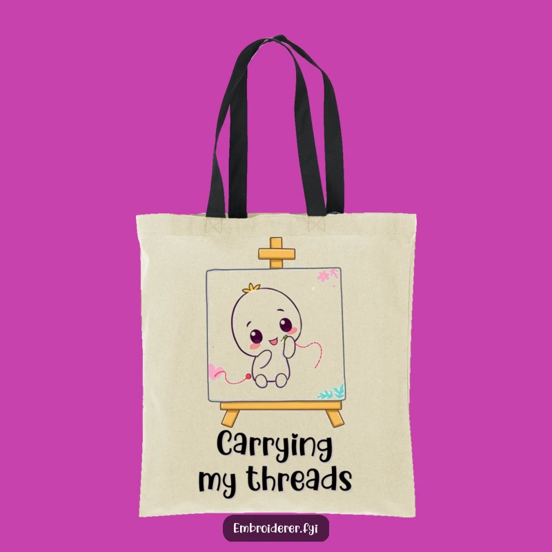Funny Wobbly Stitch Tote Bag - Playful Canvas Art Carry-All Gift