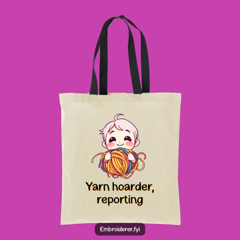 Funny Yarn Lover Tote Bag - Tangled Happiness Character, Practical Knitting Gift