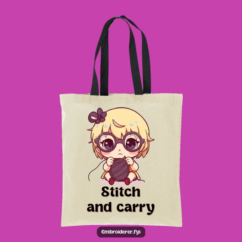 Funny Focused Crafter Tote Bag: Cute Glasses Sewing Project Holder